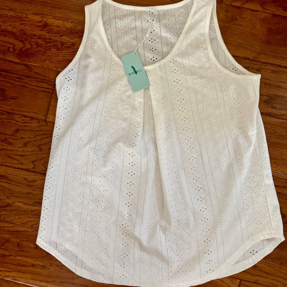White Pleated Tank Top